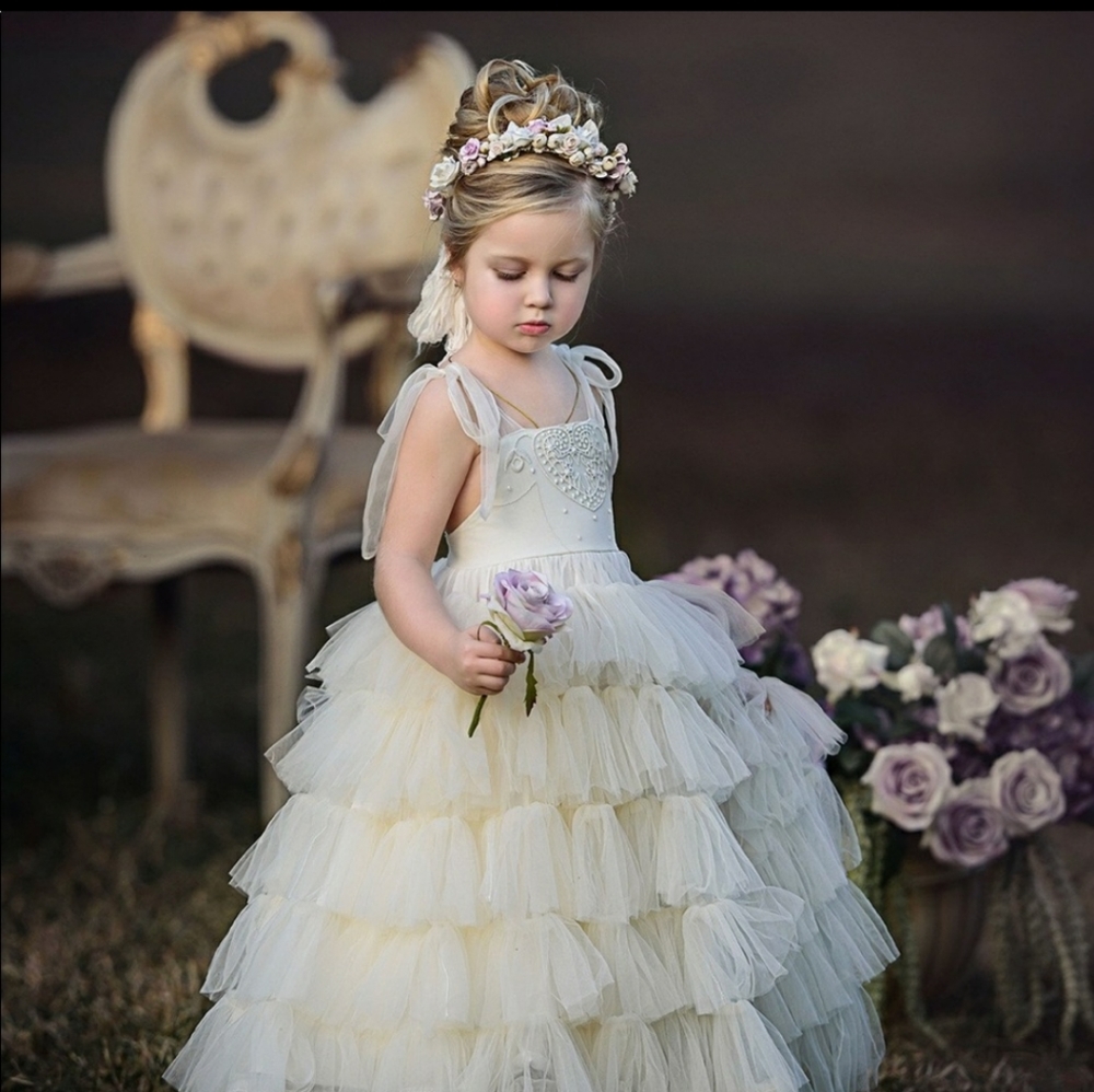 Dollcake white flower girl dress gown 2 3 4 8 - Picture 3 of 5